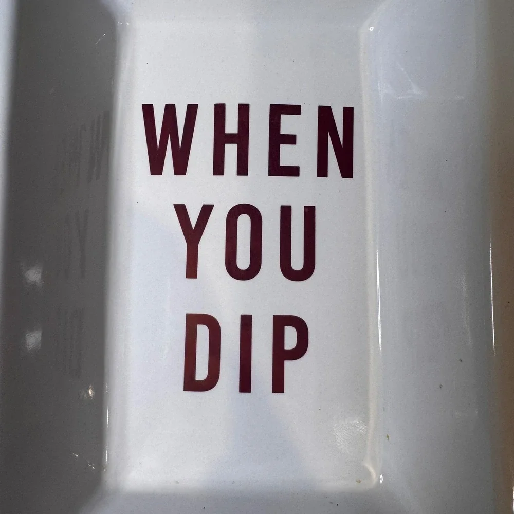 When You‎ Dip I Dip We Dip Divided Serving Tray White Ceramic Party Platter